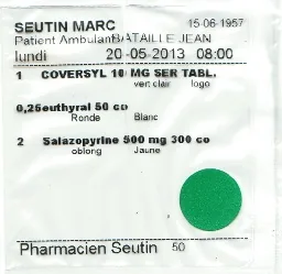 Exemple de sachet individuel imprimé au nom du patient